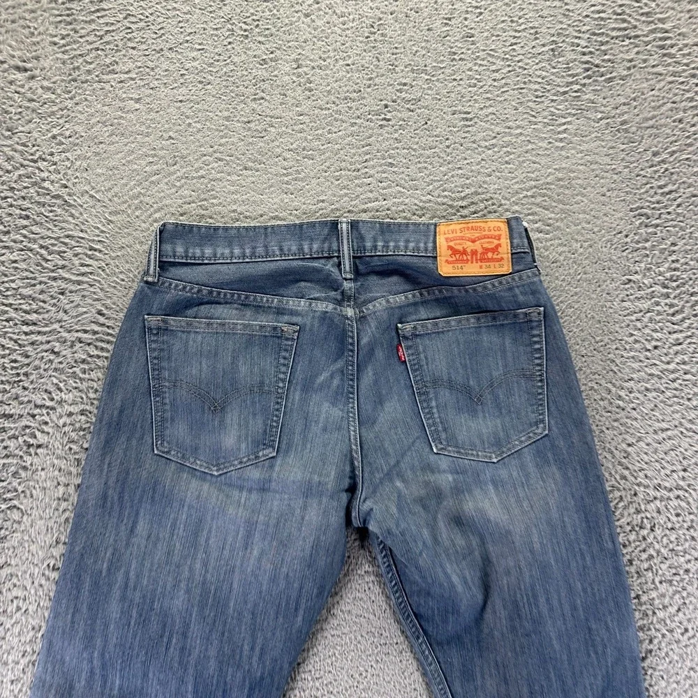Levi's 514 Jeans Mens 34x32 Blue Cotton Denim Straight Leg Faded Travel Workwear